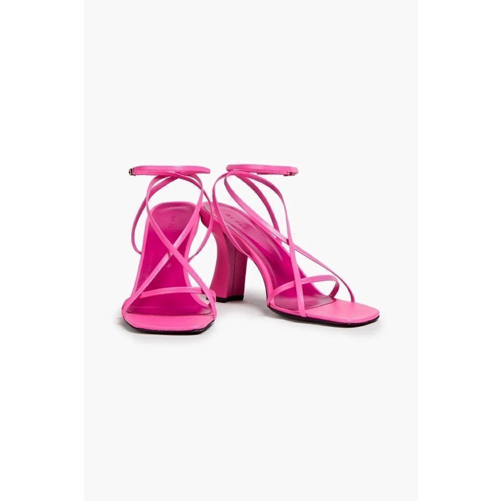 BY FAR Pink Kersti Textured-Leather Sandals